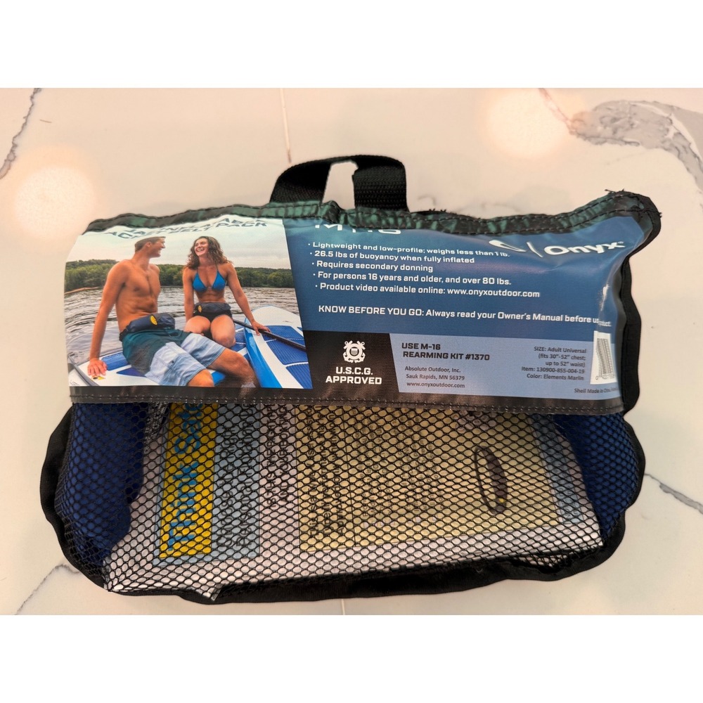 Onyx M-16 Manual Inflatable Belt Pack PFD Life Jacket USCG Approved Blue New